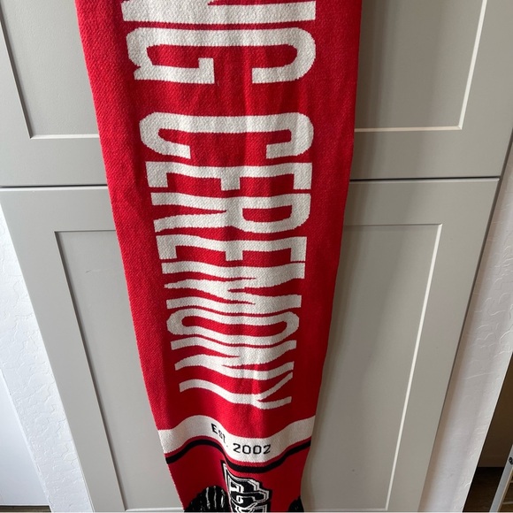 Opening Ceremony Red White Tassel Fringe Streetwear Academia Varsity Scarf Wrap - Picture 5 of 9